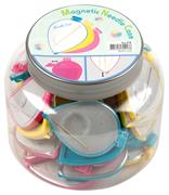 MAGNETIC NEEDLE CASE W/THREADER AND  NEEDLE, 36 PIECE DISPLAY JAR